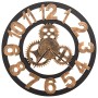 Orologio da Parete in Metallo 58 cm Dorato e Nero