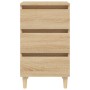 Comodino con Gambe in Legno Massello Rovere Sonoma 40x35x69 cm