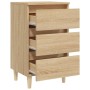 Comodino con Gambe in Legno Massello Rovere Sonoma 40x35x69 cm