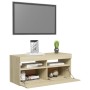 Mobile Porta TV con Luci LED Rovere Sonoma 90x35x40 cm