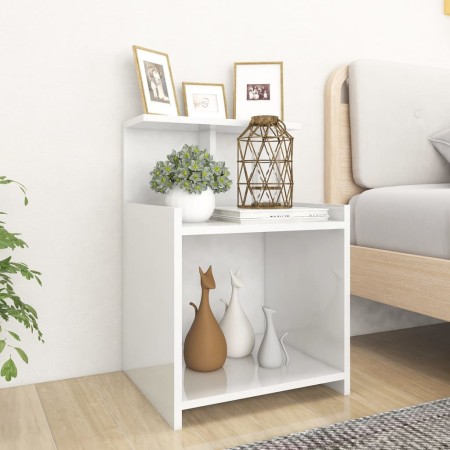 Comodini 2pz Bianco Lucido 40x35x60 cm in Legno Multistrato