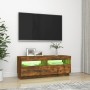 Mobile Porta TV con Luci LED Rovere Fumo 100x35x40 cm