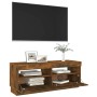 Mobile Porta TV con Luci LED Rovere Fumo 100x35x40 cm