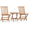 Set da Pranzo Giardino Pieghevole 3 pz Cuscino Massello di Teak