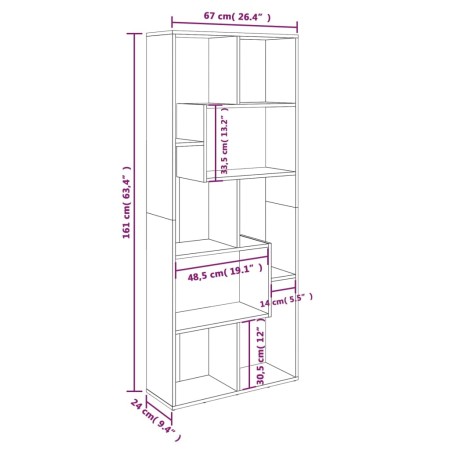 Libreria Grigio Sonoma 67x24x161 cm in Legno Ingegnerizzato