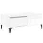 Tavolino Salotto Bianco Lucido 90x50x36,5 cm Legno Multistrato