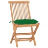 Set da Pranzo Giardino Pieghevole 3 pz Cuscino Massello di Teak