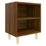 Comodino con Gambe in Legno Massello Rovere Marrone 40x35x50cm