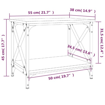 Tavolino da Salotto Rovere Fumo 55x38x45 cm Legno Multistrato