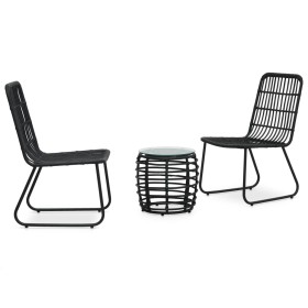 Set da Bistrot 3 pz in Polyrattan Nero