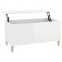 Tavolino Salotto Bianco Lucido 90x44,5x45 cm Legno Multistrato