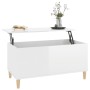 Tavolino Salotto Bianco Lucido 90x44,5x45 cm Legno Multistrato