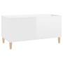 Tavolino Salotto Bianco Lucido 90x44,5x45 cm Legno Multistrato