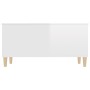 Tavolino Salotto Bianco Lucido 90x44,5x45 cm Legno Multistrato