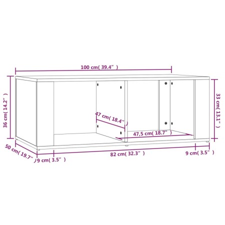 Tavolino da Salotto Bianco Lucido 100x50x36cm Legno Multistrato