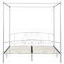 Letto a Baldacchino Bianco in Metallo 180x200 cm