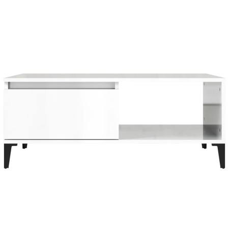 Tavolino Salotto Bianco Lucido 90x50x36,5 cm Legno Multistrato