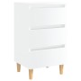 Comodini con Gambe in Legno 2pz Bianco Lucido 40x35x69 cm
