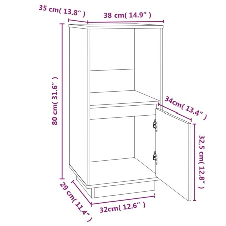 Credenza Bianca 38x35x80 cm in Legno Massello di Pino