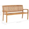 Panchina da Giardino Impilabile e Cuscino 159cm Teak Massello