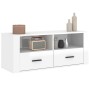 Mobile Porta TV Bianco Lucido 100x35x40 cm in Legno Multistrato