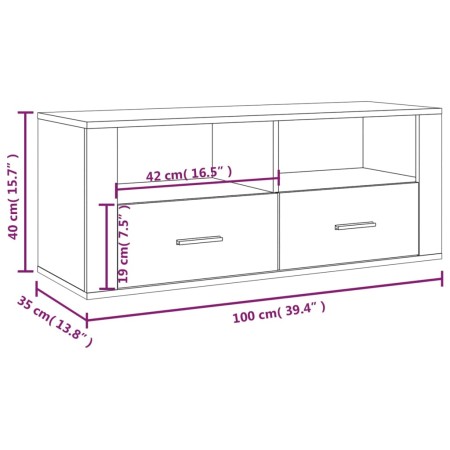 Mobile Porta TV Bianco Lucido 100x35x40 cm in Legno Multistrato