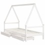 Giroletto Bambini con Cassetti Bianco 90x200cm Massello di Pino