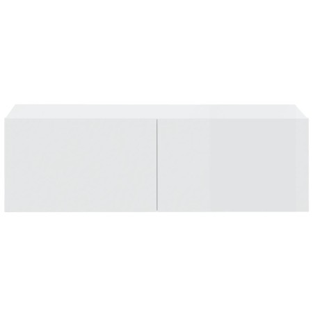 Mobili TV da Parete 2 pz Bianco Lucido 100x30x30 cm in Legno