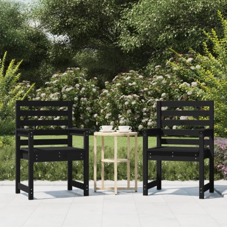 Sedie da Giardino 2pz Nere 60x48x91 cm Legno Massello di Pino