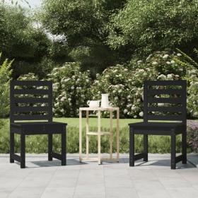 Sedie da Giardino 2pz Nere 50x48x91,5 cm Legno Massello di Pino