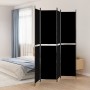 Divisorio a 4 Pannelli Nero 200x220 cm in Tessuto