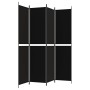 Divisorio a 4 Pannelli Nero 200x220 cm in Tessuto