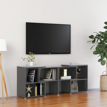 Mobile Porta TV Grigio Lucido 104x30x52 cm in Legno Multistrato