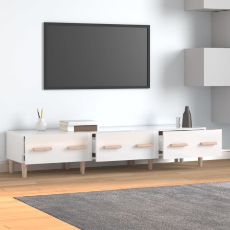 Mobile Porta TV Bianco Lucido 150x34,5x30 cm Legno Multistrato