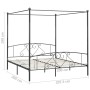 Letto a Baldacchino Grigio in Metallo 200x200 cm