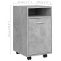 Credenza con Ruote Grigio Cemento 33x38x60 cm Legno Multistrato