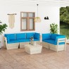 Set Divani da Giardino su Pallet 6 pz con Cuscini Legno Abete