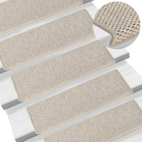 Tappeti Autoadesivi Scale Aspetto Sisal 15 pz 65x21x4cm Argento