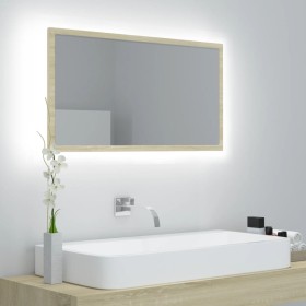 Specchio da Bagno LED Rovere Sonoma 80x8,5x37 cm in Acrilico