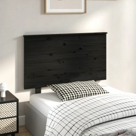 Testiera per Letto Nera 94x6x82,5 cm in Legno Massello di Pino