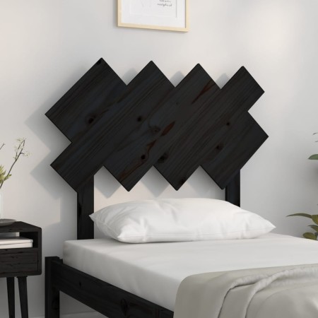 Testiera per Letto Nera 92x3x81 cm in Legno Massello di Pino