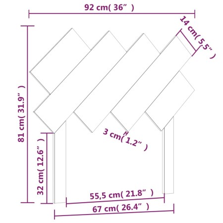 Testiera per Letto Nera 92x3x81 cm in Legno Massello di Pino