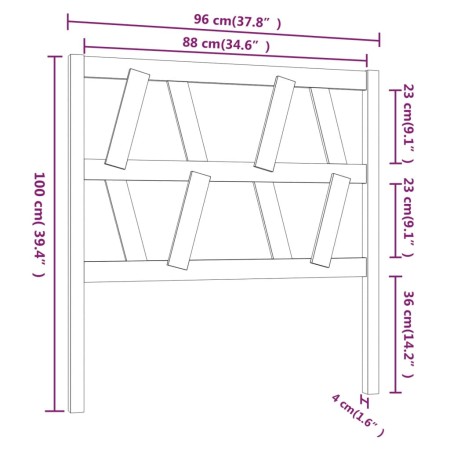 Testiera per Letto 96x4x100 cm in Legno Massello di Pino