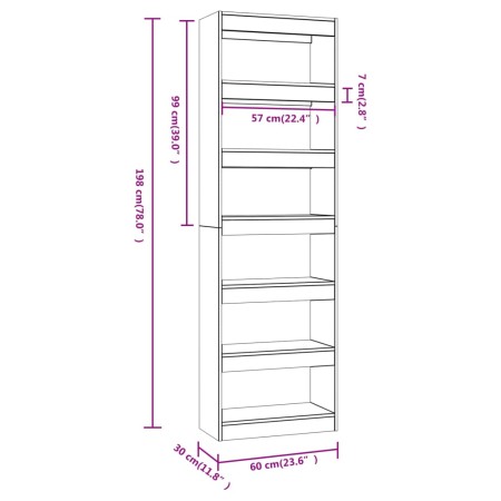 Libreria/Divisorio Bianco Lucido 60x30x198 cm