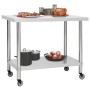 Tavolo da Lavoro Cucina con Ruote 100x30x85 cm in Acciaio Inox