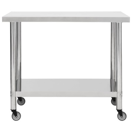 Tavolo da Lavoro Cucina con Ruote 100x30x85 cm in Acciaio Inox