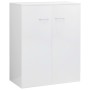 Credenza Bianco Lucido 60x30x75 cm in Legno Multistrato