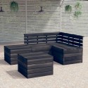 Set Divani da Giardino su Pallet 5 pz Legno Pino Grigio Scuro