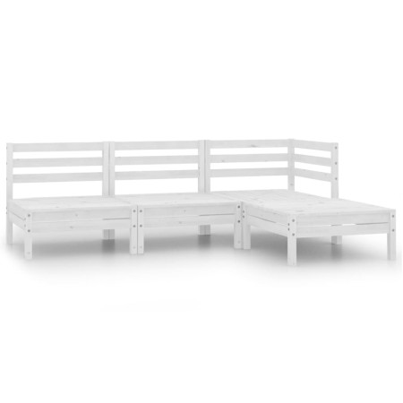 Set Divani da Giardino 4 pz in Legno Massello di Pino Bianco