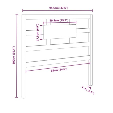 Testiera per Letto 95,5x4x100 cm in Legno Massello di Pino